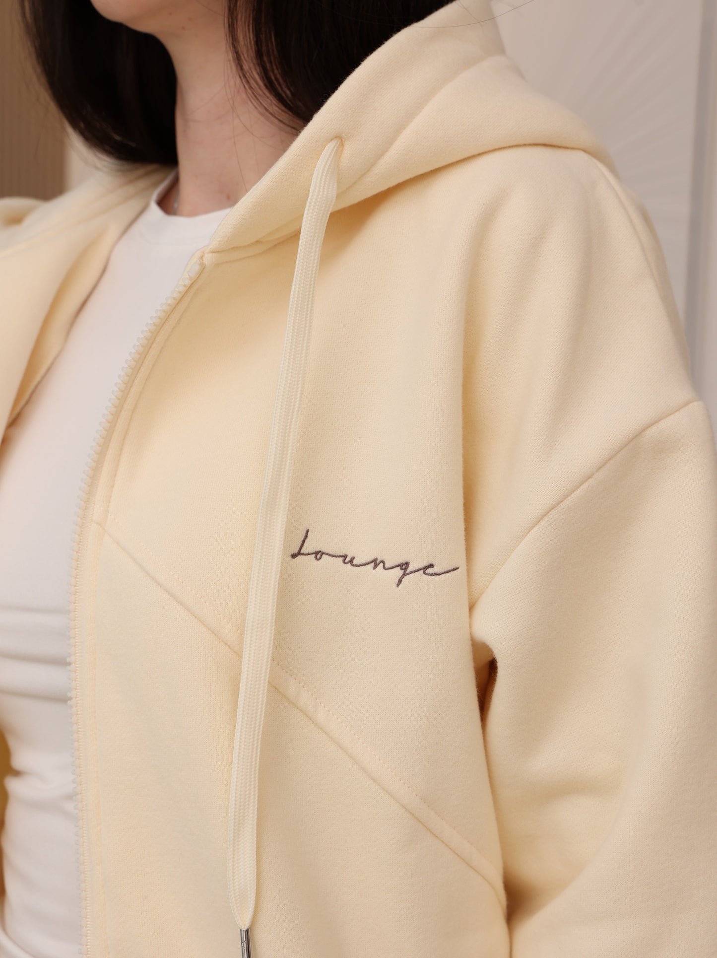 Custard Thick Zip-Up Set