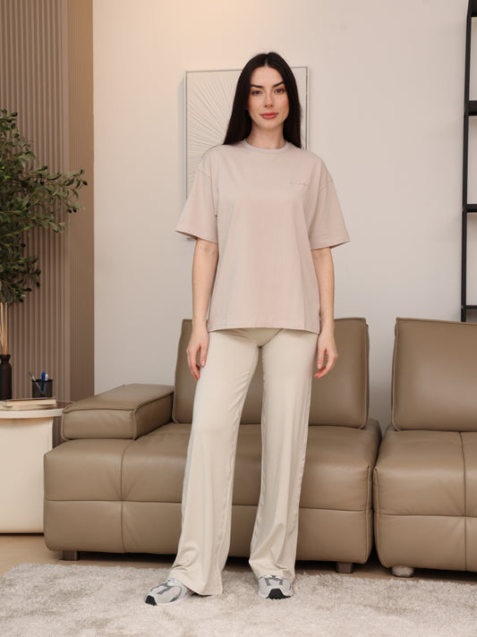 Grey Oversized T-shirt & Straight Leg Leggings Set