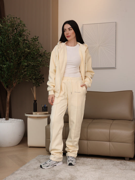 Custard Thick Zip-Up Set